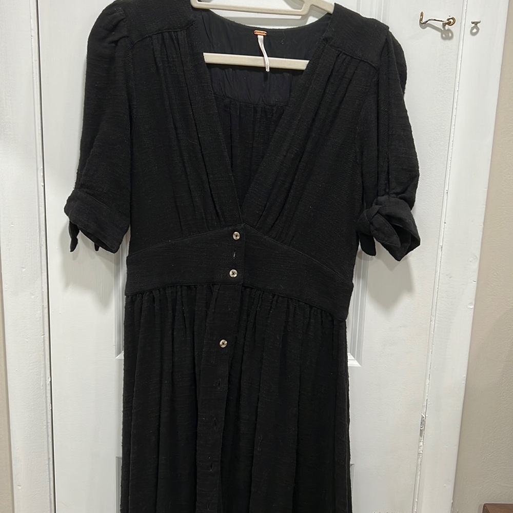 Free People Love of My Life MIDI Black Dress Sz S